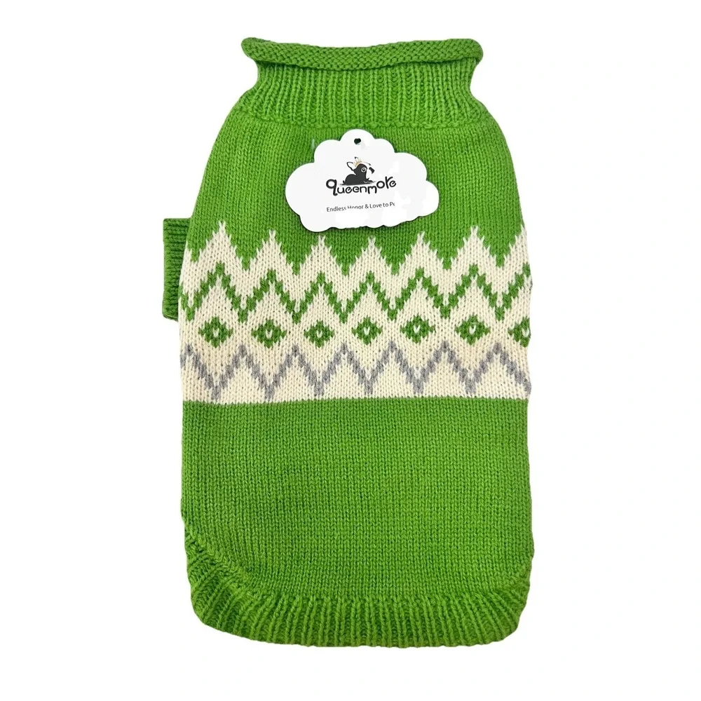 Queenmore Dog Sweater Small Green Winter Clothing Pet Supplies